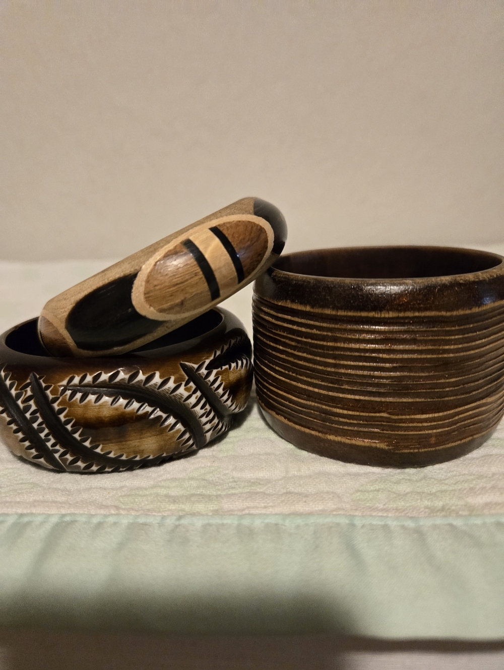 Source Unknown Brown and Black Wooden Bracelet Set